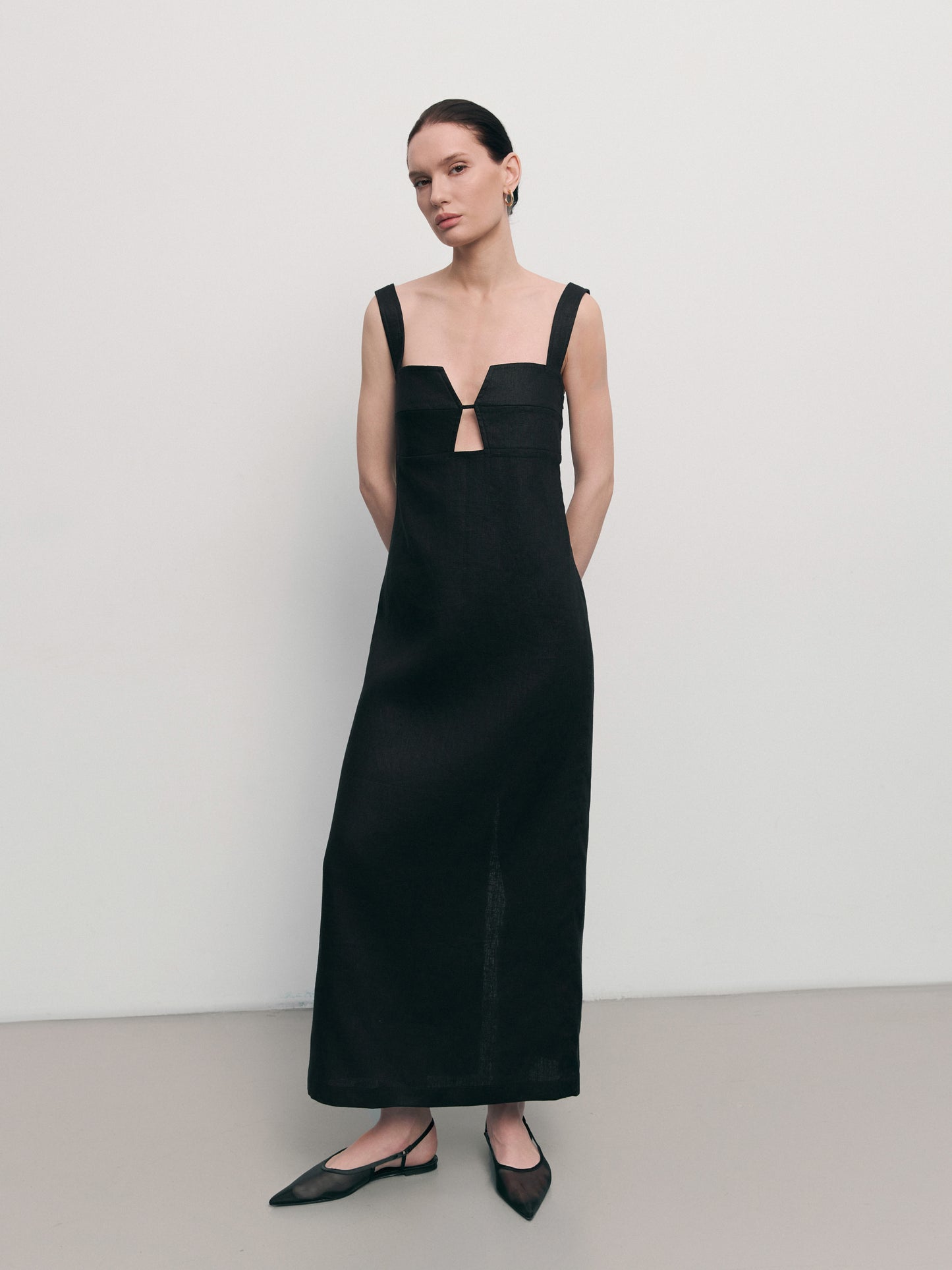 Black linen dress