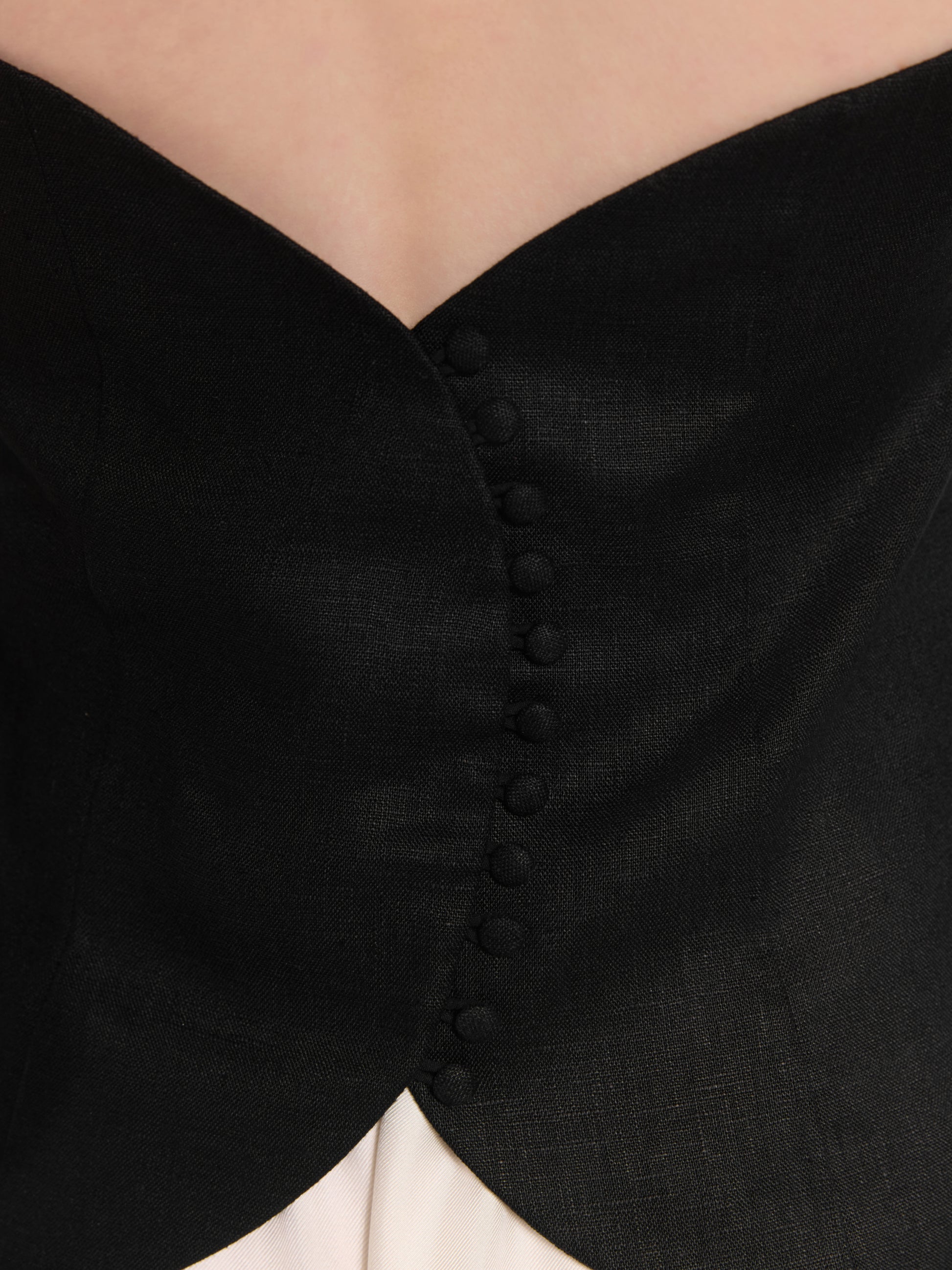 Black linen top with buttons