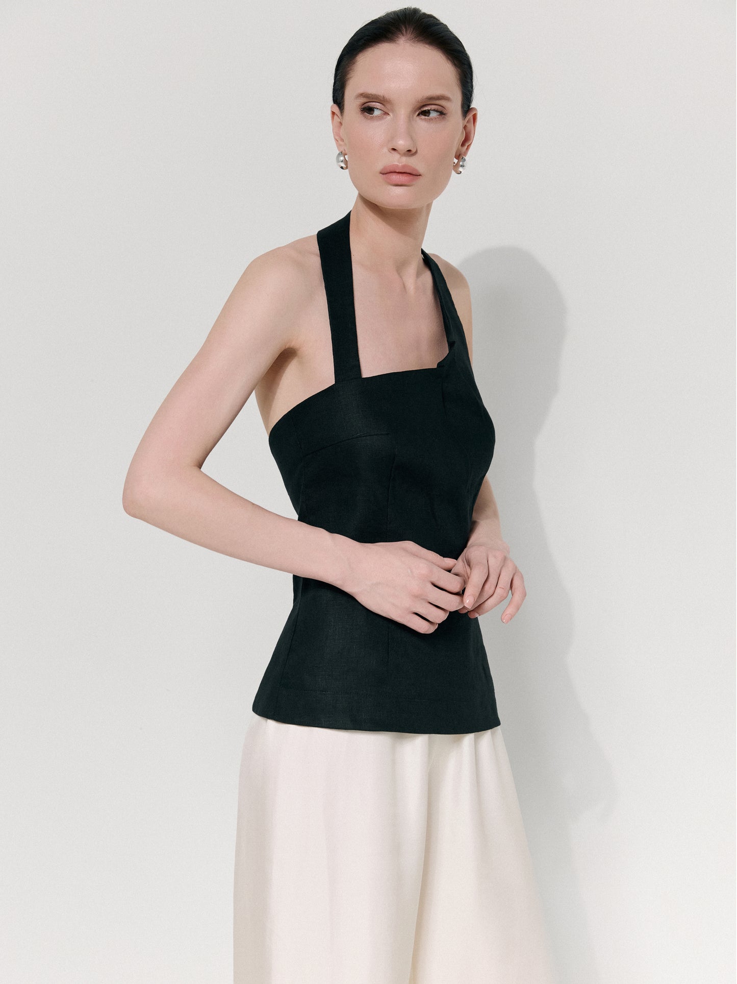 premium natural linen top