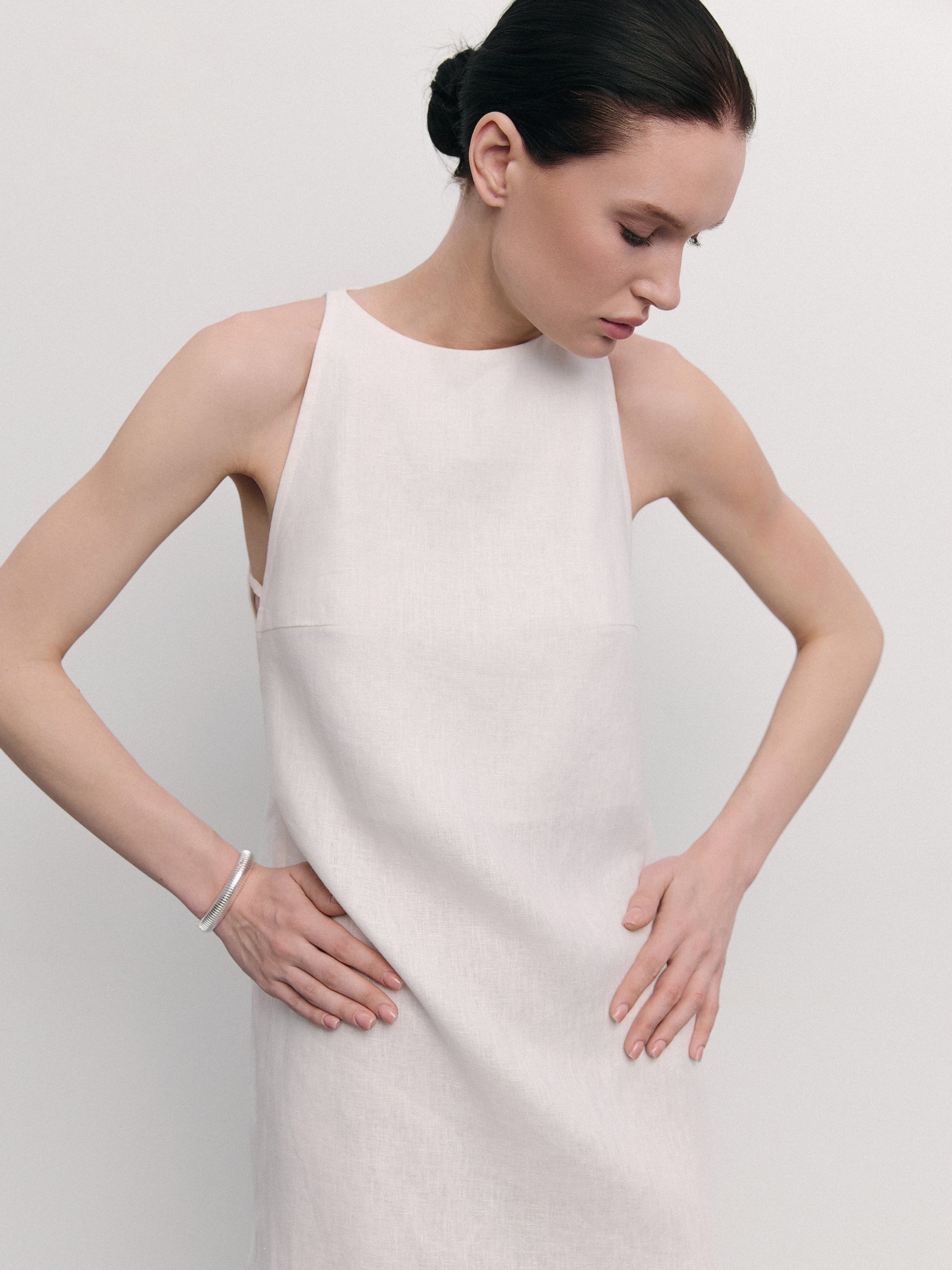 Linen natural material dress