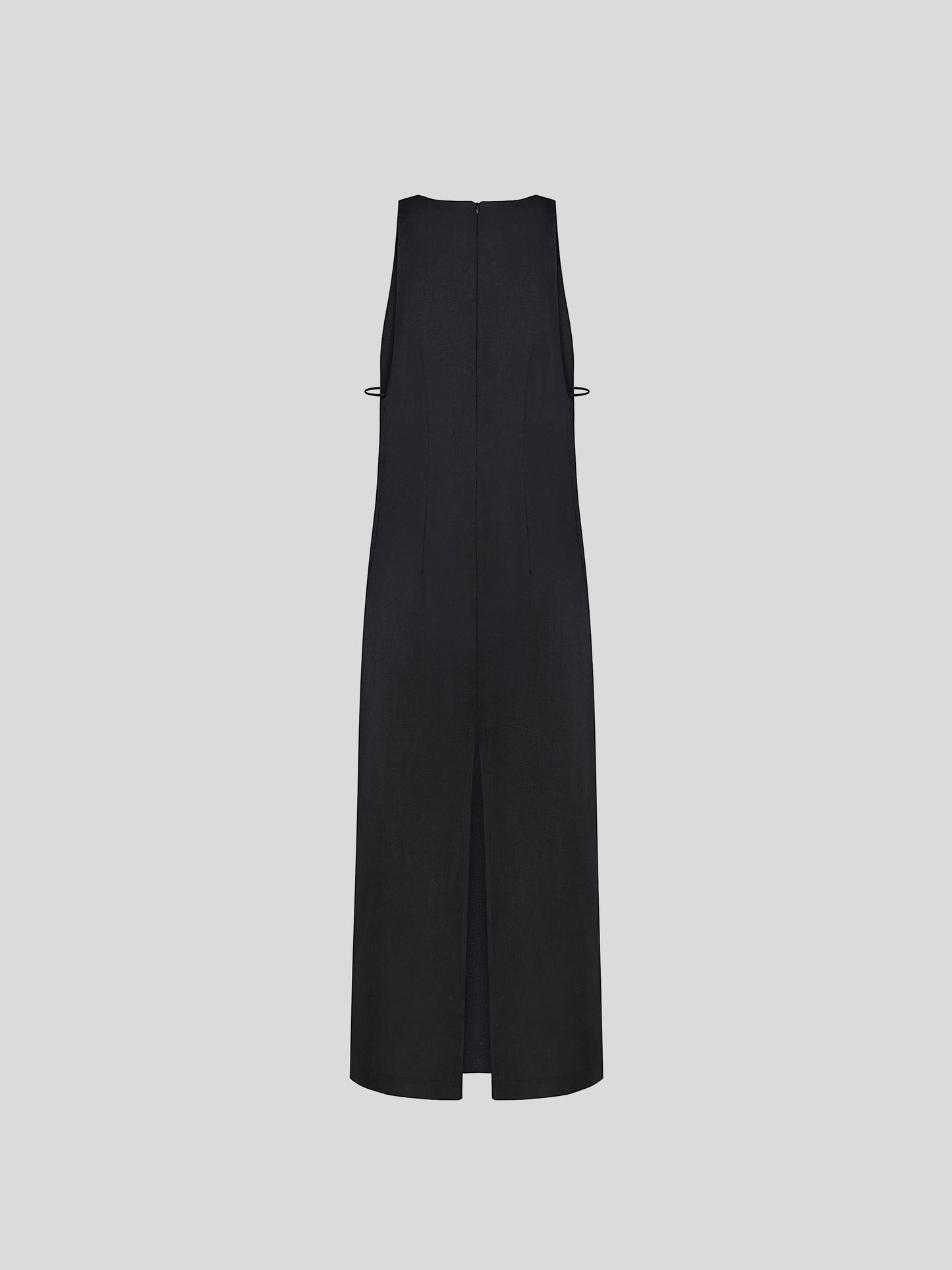 Linen dress with thin straps on the sides