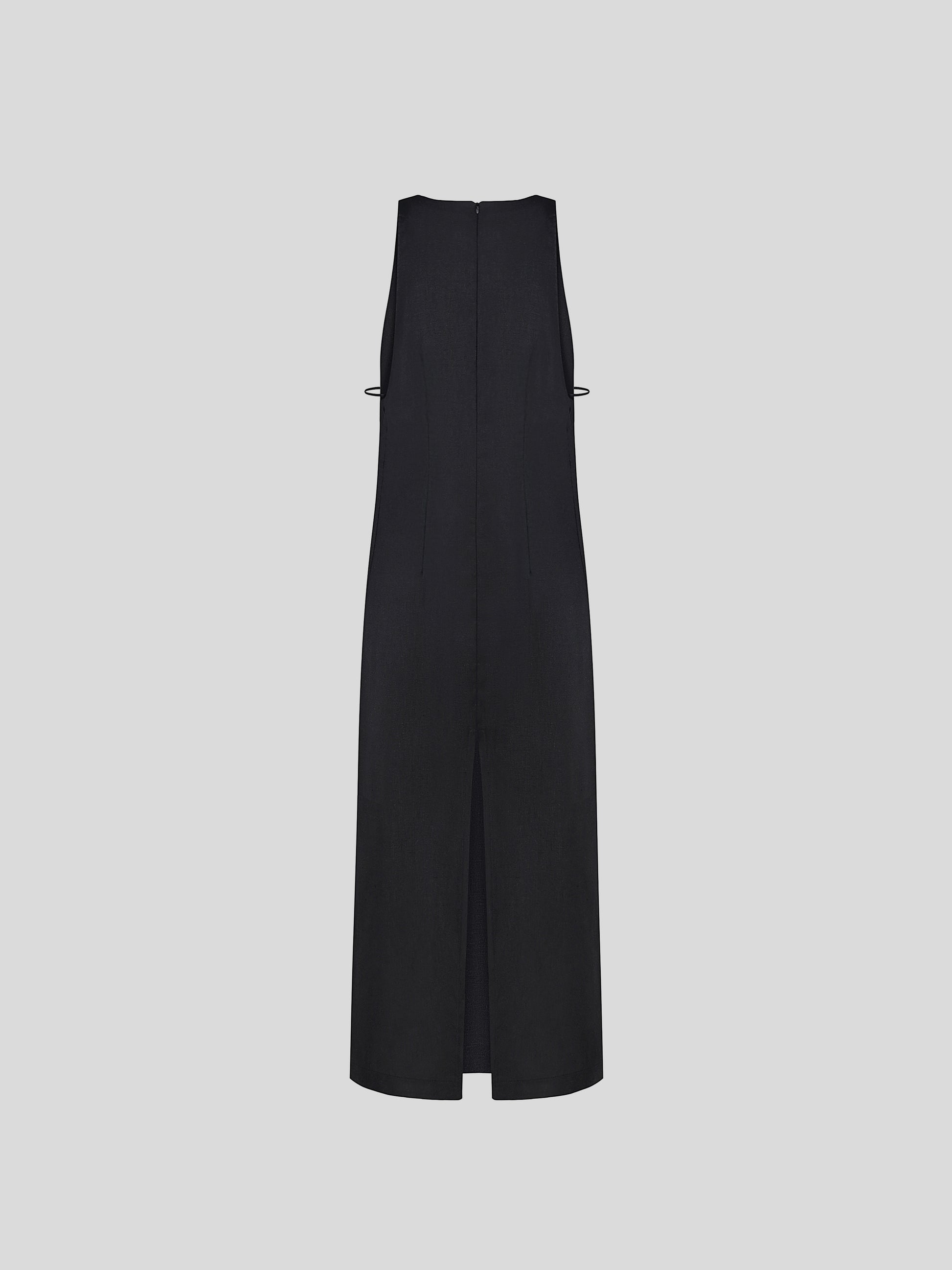Linen dress with thin straps on the sides